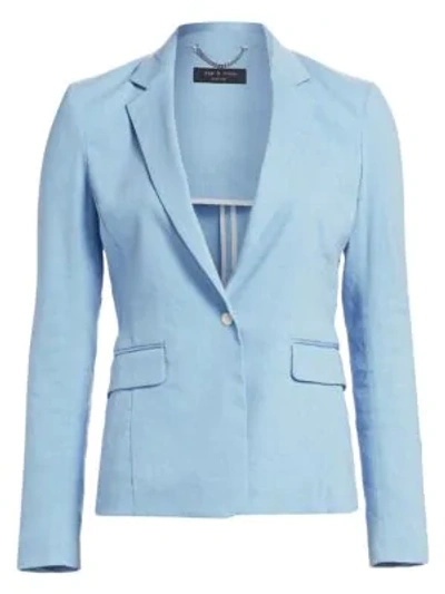 Shop Rag & Bone Lucy Linen-blend Blazer In Blue
