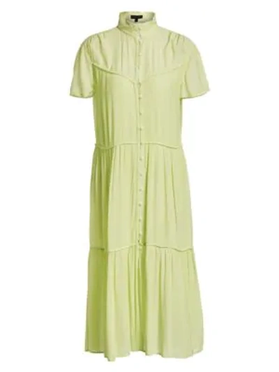 Shop Rag & Bone Libby Tiered Seam Crinkle Dress In Bright Green