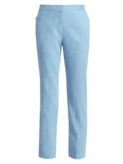 Shop Rag & Bone Poppy Linen-blend Crop Trousers In Blue