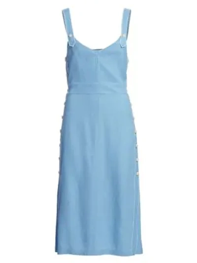 Shop Rag & Bone Tia Sleeveless Button-trimmed Dress In Spring Blue