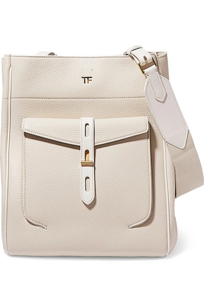 Shop Tom Ford Rialto Medium Textured-leather Shoulder Bag In White