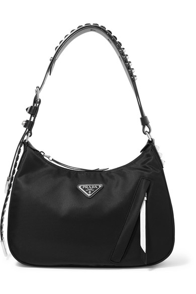 prada leather trimmed shoulder bag