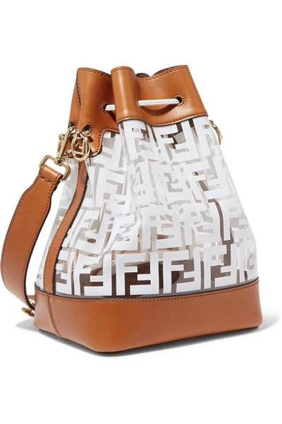 Shop Fendi Mon Trésor Medium Printed Pvc And Leather Bucket Bag In White