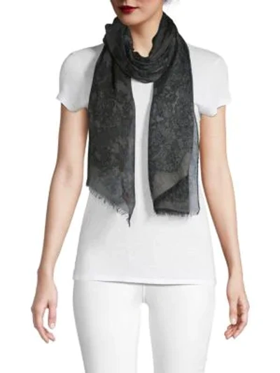 Shop Valentino Rosa Cashmere & Silk Print Scarf In Anthracite