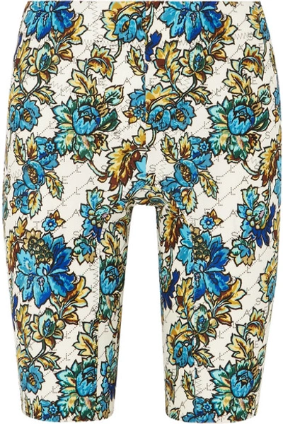 Shop Stella Mccartney Floral-print Jersey Shorts In Blue