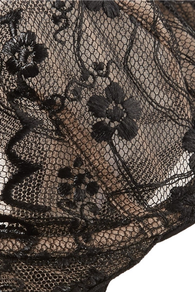Shop Adina Reay Vivien Dd+ Embroidered Stretch-tulle Underwired Balconette Bra In Black