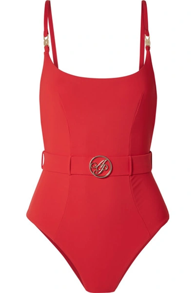 Shop Agent Provocateur Laurella Belted Swimsuit In Red