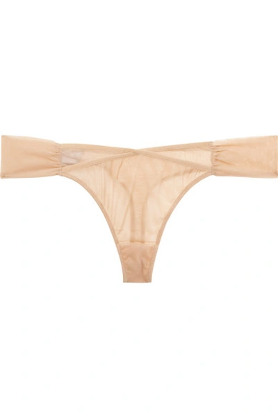 Shop Adina Reay Fran Stretch-tulle Thong In Beige