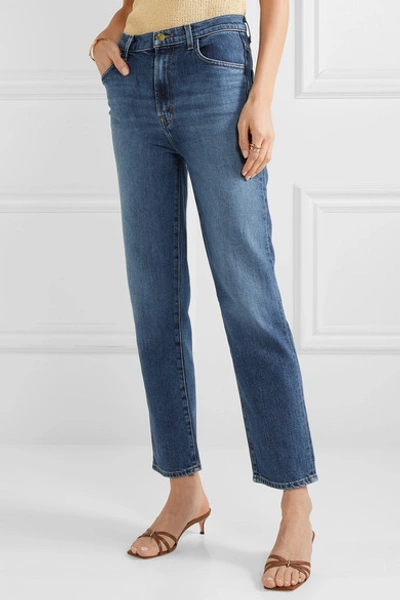 Shop J Brand Jules High-rise Straight-leg Jeans In Mid Denim