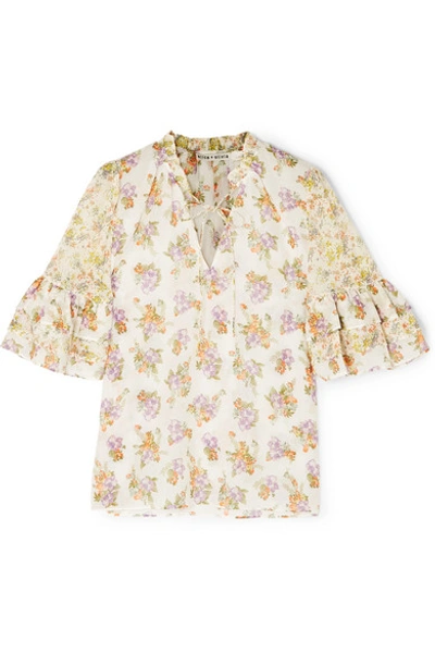 Shop Alice And Olivia Julius Floral-print Cotton And Silk-blend Voile Blouse