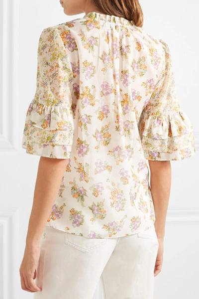 Shop Alice And Olivia Julius Floral-print Cotton And Silk-blend Voile Blouse