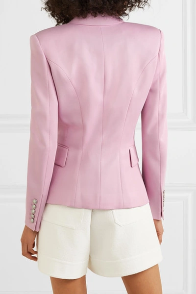 Shop Balmain Double-breasted Wool-twill Blazer In Pink