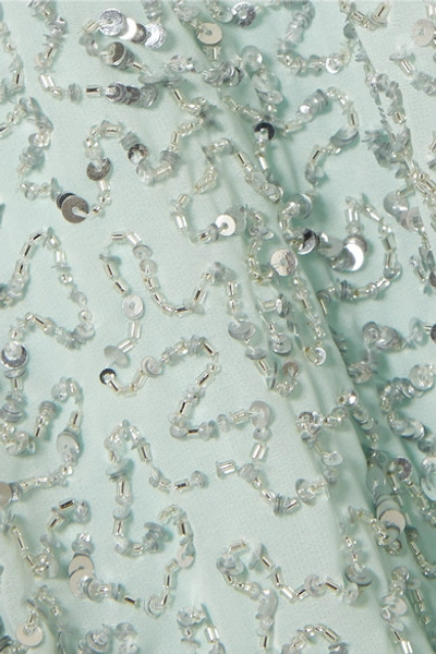 Shop Alice And Olivia Palmira Embellished Chiffon Mini Dress In Mint