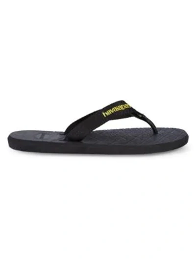 Shop Havaianas Canvas-upper Slip-on Flip Flops In Black