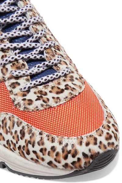 Shop Golden Goose Running Sole Printed Calf Hair And Canvas Sneakers In Leopard Print