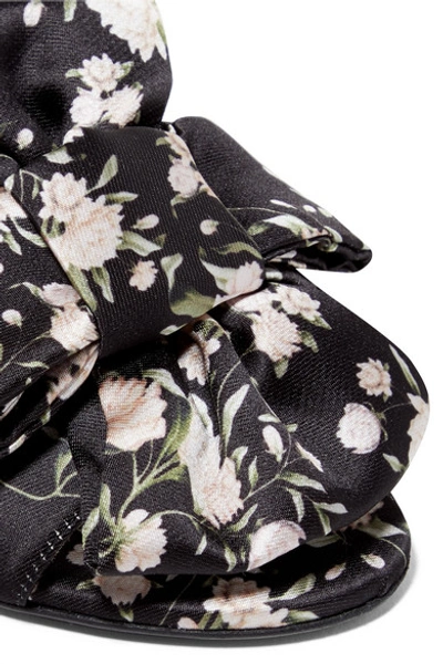 Shop Tabitha Simmons + Johanna Ortiz Camilla Bow-embellished Floral-print Satin Slides In Black