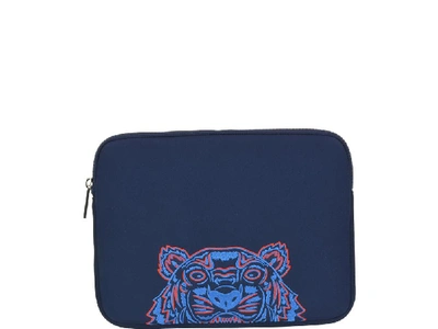 Shop Kenzo Tiger Embroidered Tablet Case In Blue