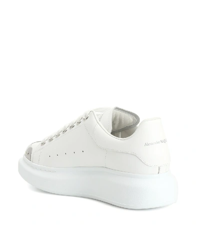 Shop Alexander Mcqueen Embellished Leather Sneakers In White