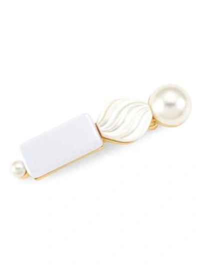 Shop Lele Sadoughi 14k Yelllow Goldplated & Stacked Stone Barrette In Pearl
