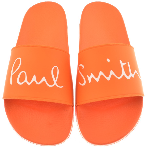 Paul Smith Men's Ruben Signature Slide Sandals In Orange | ModeSens