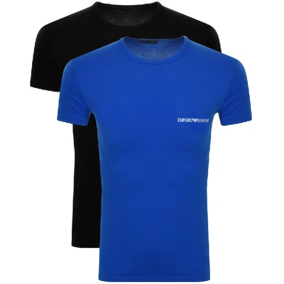 Shop Armani Collezioni Emporio Armani 2 Pack Crew Neck T Shirts Blue