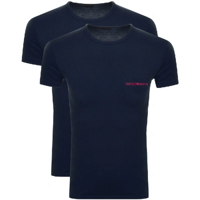 Shop Armani Collezioni Emporio Armani 2 Pack Crew Neck T Shirts Navy