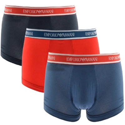 Shop Armani Collezioni Emporio Armani Underwear 3 Pack Trunks Red