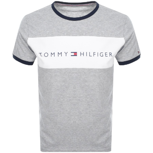 Tommy Hilfiger Ringer Logo T Shirt Grey | ModeSens