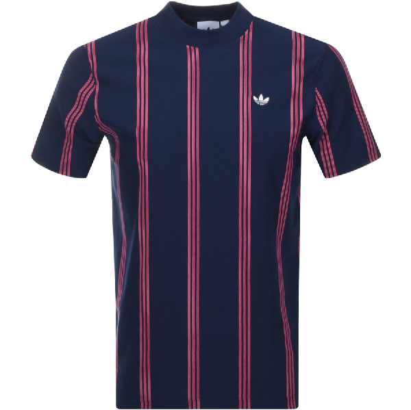 adidas originals stand collar t shirt navy