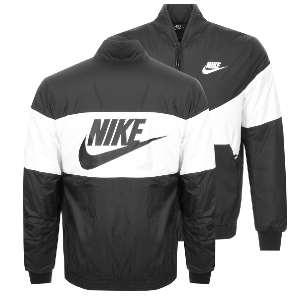 nike black and white bomber jacket