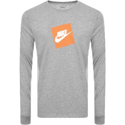 Shop Nike Long Sleeve Futura Box Logo T Shirt Grey