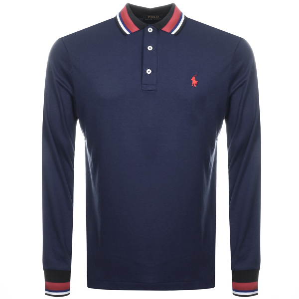 Ralph Lauren Slim Fit Tipped Polo T Shirt Navy | ModeSens