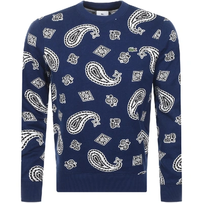 Lacoste Live Paisley Crew Neck Sweatshirt Navy | ModeSens