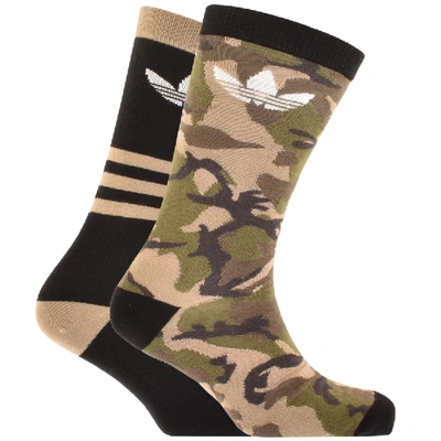 Adidas Originals Two Pack Camo Crew Socks Khaki | ModeSens