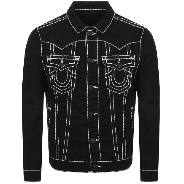 all black true religion jean jacket