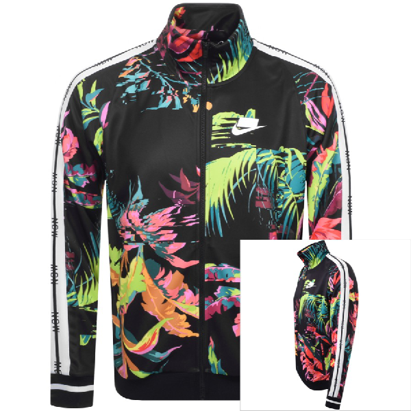 Nike Floral Print Full Zip Track Jacket Black | ModeSens