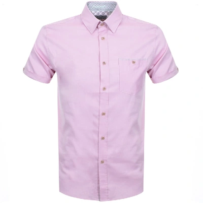 Shop Ted Baker Short Sleeved Wallabi Oxford Shirt Pink