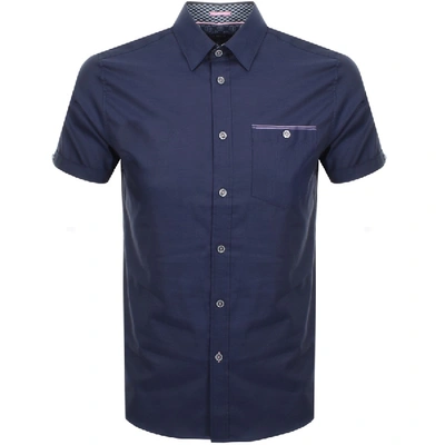 Shop Ted Baker Short Sleeved Wallabi Oxford Shirt Navy