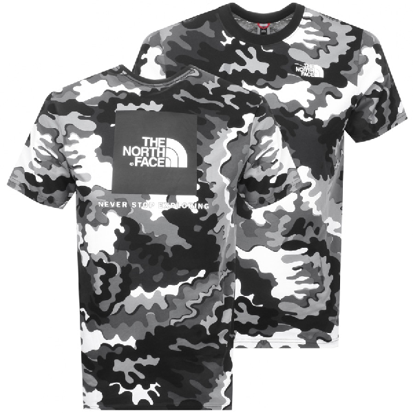 North Face Camo Red Box T Shirt Black 