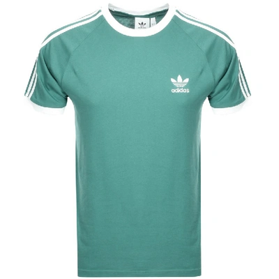 Adidas Originals California 3 Stripe T Shirt Green In White | ModeSens