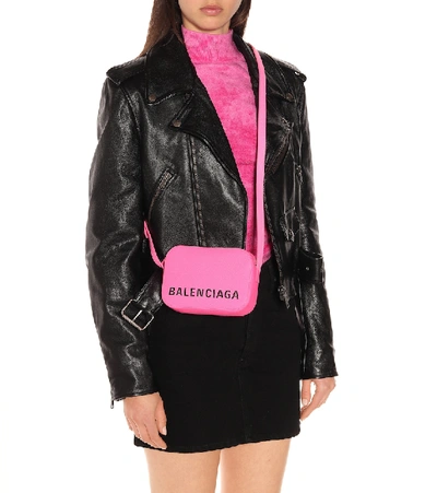 Shop Balenciaga Ville Camera Xs Leather Shoulder Bag In Pink