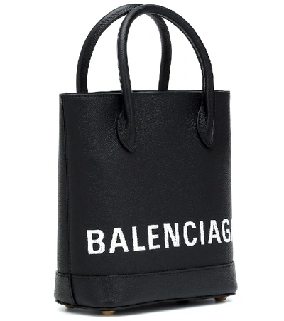 Shop Balenciaga Ville Xxs Leather Tote In Black