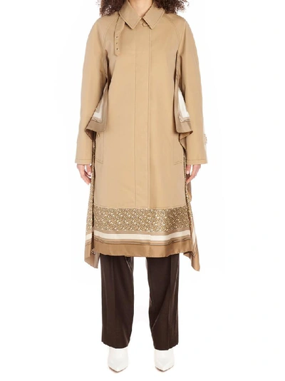 Shop Burberry Scarf Detail Trench Coat In Beige