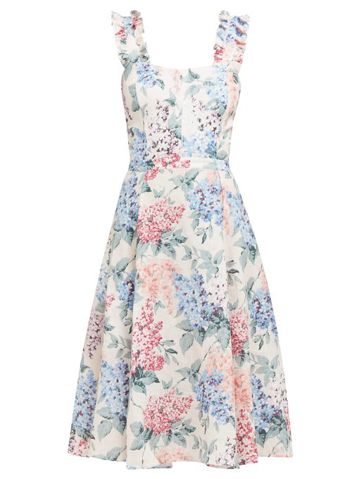 Ephemera Bloom Floral-Print Cotton Dress In Blue Print | ModeSens