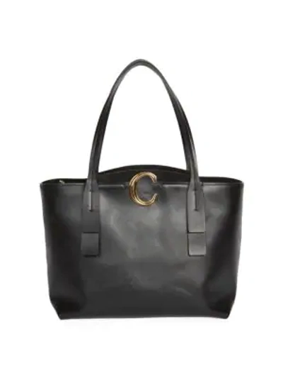 Shop Chloé C Leather Tote In Black
