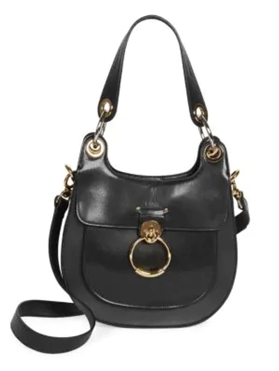 Shop Chloé Small Tess Leather Hobo Bag In Black