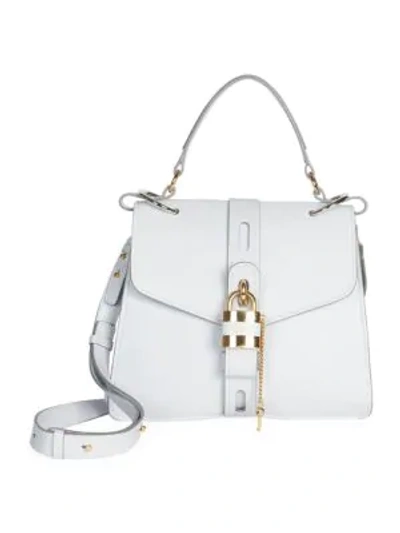 Shop Chloé Medium Aby Leather Top Handle Bag In Light Cloud