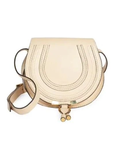 Shop Chloé Mini Marcie Leather Saddle Bag In Blondie