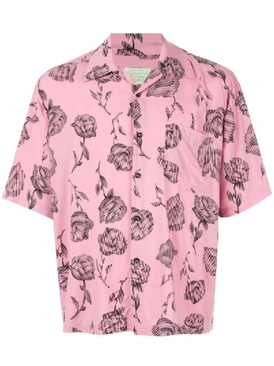 Shop Aries Rose Print Shirt - Pink