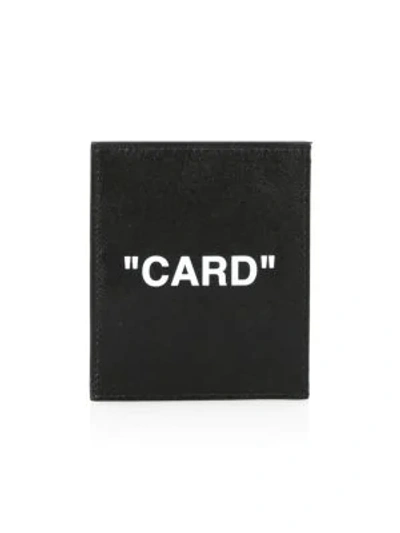 Shop Off-white Quote Leather Cardholder In Black White
